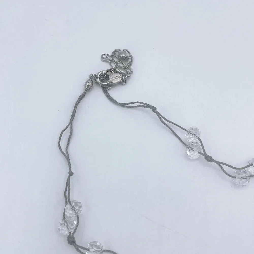 Chico's Silver Multi White & Crystal Small Beads Necklace Long - Picture 5 of 6